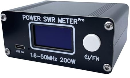 Luobannm 200W 1.6-50MHz HF Shortwave Power SWR Meter Stand Wave Meter HF PWR SWR Meter with 1.29 Inch OLED Screen for HAM Radio