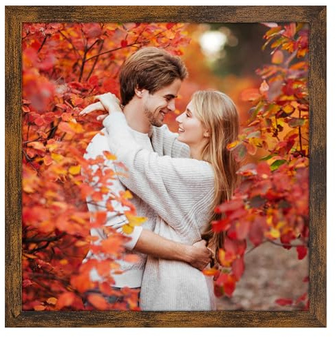Ditwis Bilderrahmen 20x20 Braun, Quadratisch Fotorahmen für Fotos und Bilder, Wand- und Tischaufstellung, Modern Rahmen für Wohn-, Schlaf- und Büroräume