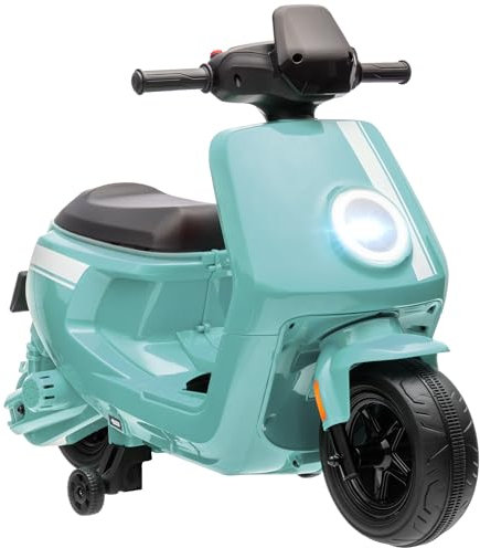 AIYAPLAY Scooter électrique Enfants Moto Porteur pour Enfants 6 V, 2 Moteurs Puissant, Vitesse Max. 3 km/h, Phare et Musique, Marche Avant/arrière, Roues d'entraînement, 18 à 36 Mois, Vert