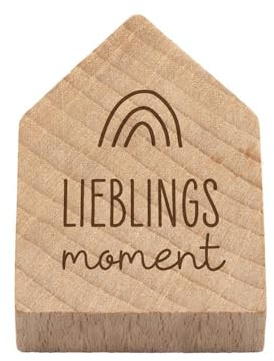 Magnetisches Holzhaus Lieblingsmoment: Magnet mit hochwertiger Gravur aus Holz für Magentwand oder Kühlschrank, als Geschenk oder Deko für Notizen, Fotos oder Termine (Wood-Art)
