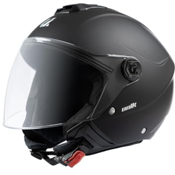 SpiritMoto unik Casco Moto Jet Abierto Motocicleta Scooter Ciclomotor Hombre/Mujer Airflow Cierre Micrométrico Desmontable Homologado - negro mate talla L