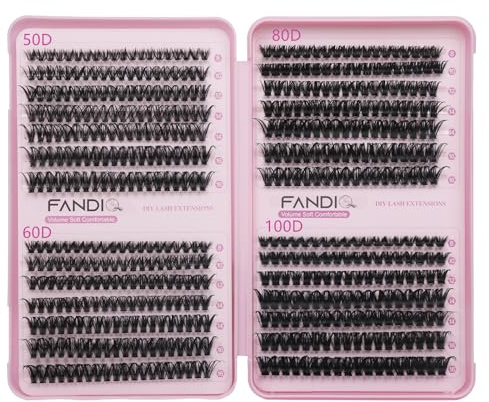 Lash Clusters, 576Pcs DIY lash Extenisons 8-16MM D Curl 50D+60D+80D+100D Fluffy Individual Natural Wispy Lashes Reusable Eyelash Extension DIY Volume Russian Lashes at Home for Beginners(C03)