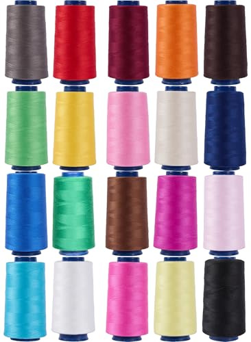 Overlocktrådskoner 3000 yards styck, polyestertrådsrullar 40S/2 för overlock, quiltning, merrow, lappsömnad, handbroderi (CR016 20color 20p)