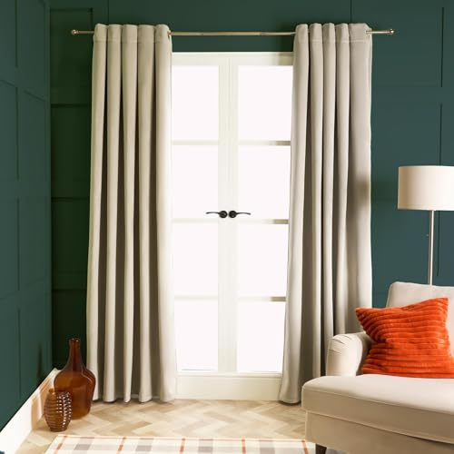 OHS 2 Panels Velvet Curtains for Bedroom, Super Soft Luxurious Thermal Insulated Curtain Light Blocking Room Darkening Living Room Thermal Eyelet Curtains 66 x 54, Natural