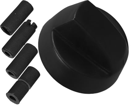 Schwarze Ofenknöpfe als Ersatz mit 5 Adaptern für Herd | Abs Material, Universelle Nutzung in Küche, Passend für Elektroherd und Range, Elegant Schwarz