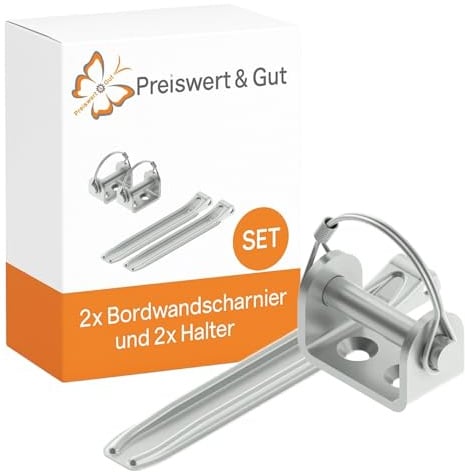 Preiswert&Gut 2 STK Bordwandscharnier mit 2 Halterungen L376mm verzinkt | Set aus verzinktem Stahl wetterfest & langlebig – für Anhänger Bordwände, Transport & Landwirtschaft