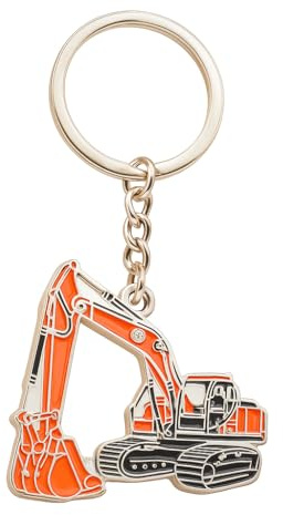 DONWOIE Bagger Schlüsselanhänger, Taschenanhänger für Damen | Coole Schlüsselband mit Orange und Schwarzer Emaille Bagger Geschenk für Bauarbeiter Ingenieure Industriefans