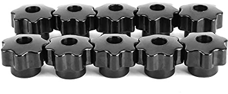 10 Pz Manopole a Dado con Filetto Femmina 8 mm, Nucleo in Ottone, Impugnatura a 7 Punte per Macchine Utensili (CM8*32 (foro passante))