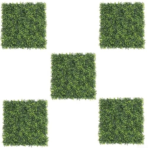 Lot de 5 panneaux muraux en gazon artificiel avec protection UV pour intérieur et extérieur