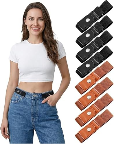 JININOSEU 8 Stück Gürtel ohne Schnalle, Schnallenloser Gürtel, Ersatz für Damen Herren