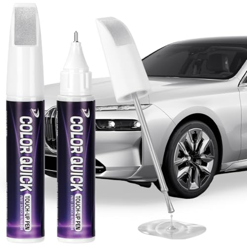 NUTKIT Lackstift Auto, 2 in 1 Felgen Reparaturset, 1 Stück Silber 12ML | Auto Kratzer Reparatur Lackstift mit Pinselkopf＆Spitze, Ausbesserung von Kratzern und Chips,für Autos Motorräder Transporter