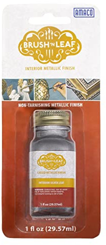 AMACO Brush N Leaf - Silver Leaf 1oz Bottle - Liquid Silver Leaf Paint for Metal Wood Ceramic and More - Interior Liquid Leaf Paint for Objects and Furniture