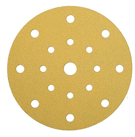 Mirka Gold Universal-Schleifpapier Ø 150mm Klett 17-Loch/Korn P400, 100 Stk/Zum Schleifen von Gips, Spachtel, Spanplatten, Holz, Lack