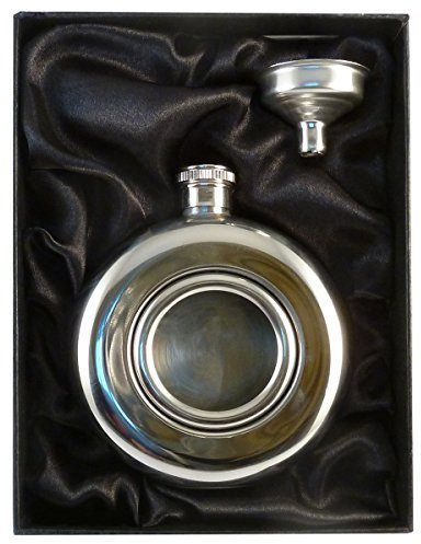 Personalised Engraved 5oz Round Hip Flask with Clear Front in Presentation Box