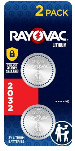 Rayovac Lithium Coin Cell Batteries Size 2032 3V, 2 Pack