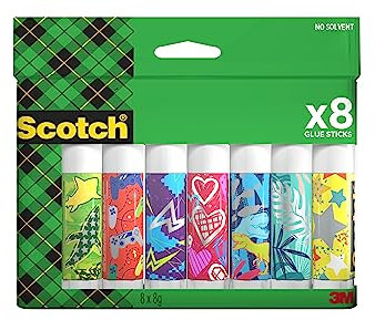 Scotch Bâton de Colle Permanente - 1 Paquet de 8 Bâtons de Colle - 8g par Bâton - Bâton de Colle pour Enfants, Colle forte, Sûre et Non Toxique pour Travaux Manuels, Fournitures Scolaires et de Bureau