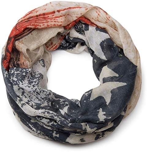 styleBREAKER motif étoiles tube de boucle écharpe vintage, unisexe 01016085, couleur:bleu foncé