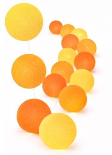 CREATIVECOTTON LED Lichterkette mit Cotton Balls inkl. Timer und Dimmer (35 Kugeln, Sunrise)