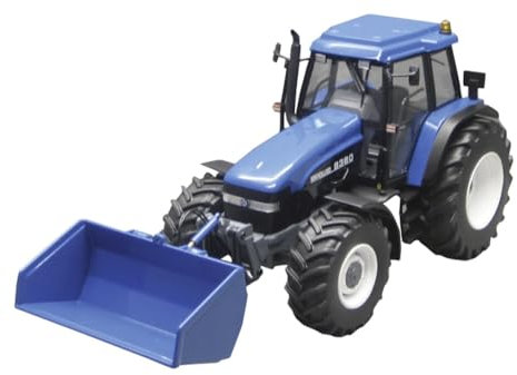Replicagri Traktor New Holland 8360 mit Dreipunktschaufel in der Fronthydraulik, für Kinder (unisex), Landwirtschaft, Klein, 1:32, 1 Count