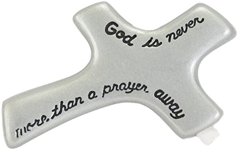 A Prayer Away Silver Metal Palm Cross, Handheld Cross for Comfort and Prayer, 2 3/4 Inches, by Cathedral Art