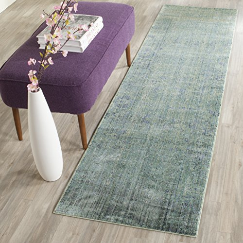 SAFAVIEH Mystique Collection Runner Rug - 2'3 x 8', Green & Multi, Watercolor Overdyed Distressed Design, Non-Shedding & Easy Care, Ideal for High Traffic Areas in Living Room, Bedroom (MYS920G)
