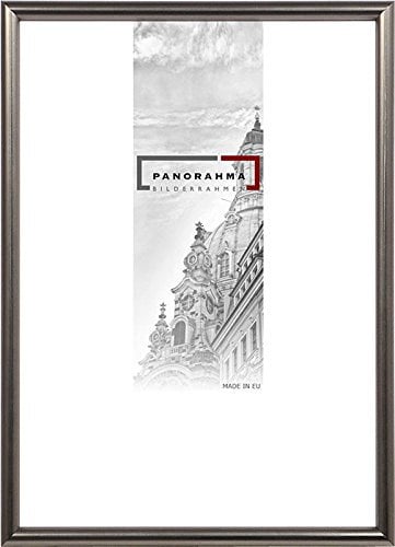 PANORAHMA BILDERRAHMEN Kunststoff Bilderrahmen 60 x 80 cm, Platin/Bilder Rahmen zum Aufhängen/Kunststoff Rahmen mit Echtglas