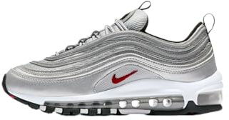 Nike Sportswear - Sneakers AIR MAX 97 (GS) aus Leder, Silber-rot-weiß (5.5Y)