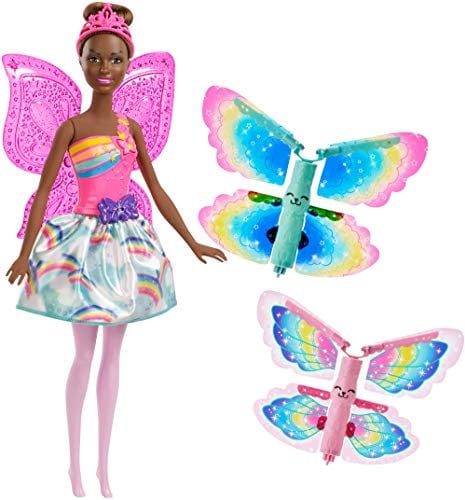 Mattel Barbie FRB09 Dreamtopia Regenbogen-Königreich Magische Flügel-Fee Puppe (brünett)