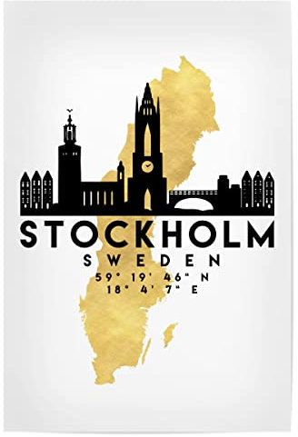 artboxONE Poster 30x20 cm Städte Stockholm Sweden Skyline MAP Art - Bild Stockholm Coordinates Downtown