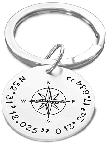 samavaya Schlüsselanhänger Mann personalisiert 925 Silber GPS Koordinaten | Herrenschmuck, Anhänger mit Gravur, Geschenk, Accessoires