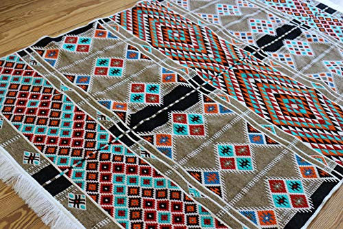 Elessar Neu,130 x 200 cm Kelim, Orient-Teppich, Läufer, orientalische Zimmer-Dekoration, Bodenbelag Wohnzimmer Flur Geschenk Geburtstag Hochzeit, Neue Wohnung, Wandteppich ES 1-4-04