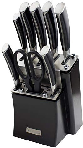 Rockingham Forge Equilibrium 9-Piece Kitchen Knife Block Set, Professional Stainless Steel Chefs Knives Selection