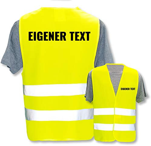 Bedruckte Marken-Warnwesten mit Leuchtstreifen * Standard- o. Reflex-Druck * Einsatzkräfte, Warnweste Begriffe Einsatzkräfte:Eigener Text, Farbe + Größe:Gelb (M/L)