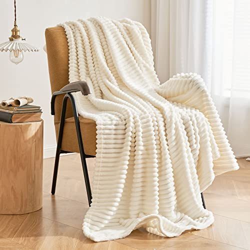 MIULEE Weihnachtliche Überwurfdecke, 3D-gerippt, Jacquard-Fleece, Flanell, Samt, Plüsch, dekorative Bettdecke (Überwurf, 127 x 152,4 cm) – super weich, leicht, warm und gemütlich für Couch, Sofa