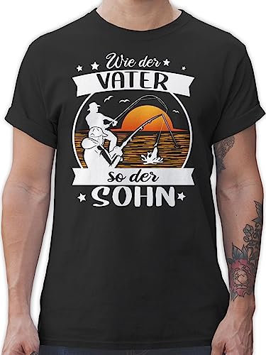 T-Shirt Herren - Angler Geschenke & Zubehör - Wie der Vater so der Sohn - Angeln - weiß/orange - XL - Schwarz - angelmotiv und Tshirts für männer Tshirt angelshirt fischen t-Shirts Partner