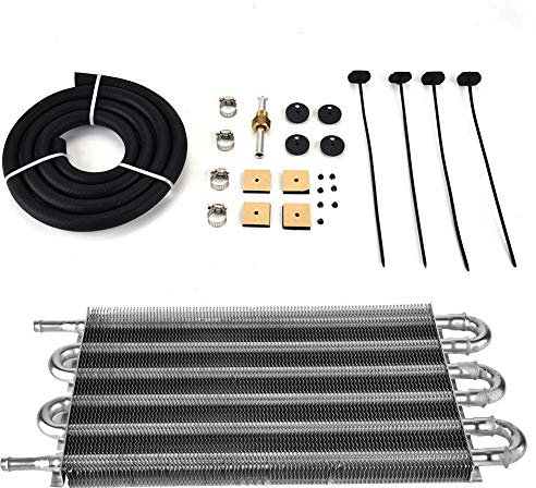 Radiador del enfriador de aceite, transmisi¨®n remota del autom¨®vil de 6 filas Kit de enfriador de aceite de aleaci¨®n de aluminio Convertidor de radiador automanual