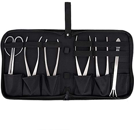 6 Stücke Bonsai Tool Kit, Garten Bonsai Aufbewahrungspaket Bag, Gartenwerkzeug Werkzeugtasche (Wurzelschneider+ Diagonalschneider+ Drahtziehzange+ Kugelschneider+ Knospenschneider+ Wurzelschwader)