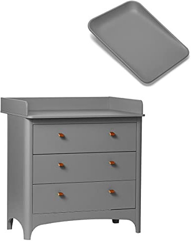Leander Classic Wickelkommode grau mit Wickelauflage Matty dusty grey