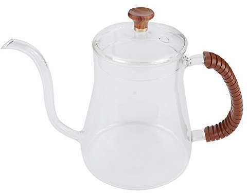 Glass Coffee Pot,600ML Gooseneck Kettle Thickened Glass Tea Pot Slim Spout Coffee Maker Multifunctional Kettle for Home Kitchen
