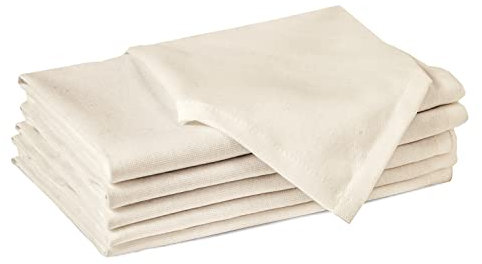 Encasa XO Baumwollstoffservietten | 6er-Set | Größe 43x43 cm | Natural Volltonfarbe | Waschmaschinenfest