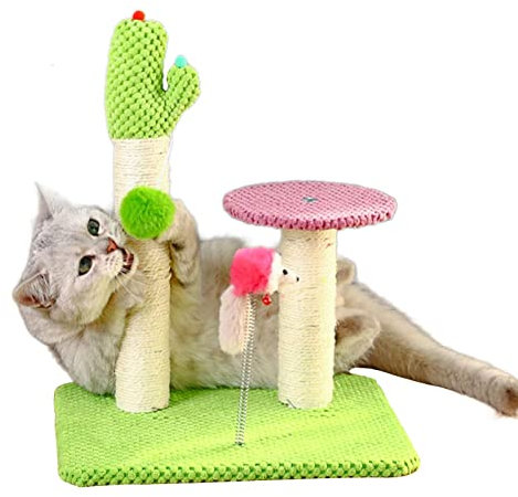 10 unidades Cactus Cat Rascador | Tall Cactus Cat Scratcher con cuerda de sisal natural | Rascador vertical duradero para gatos y gatitos adultos