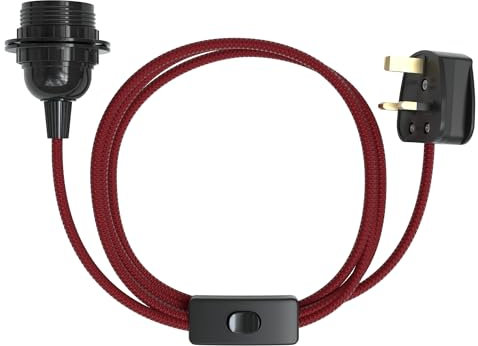 EAZY CASE - Lampenfassung E27 mit Kabel aus Stoff [MIT SCHALTER] - Fassung E27 mit Kabel - Lampenfassung mit Schalter - Lampenkabel mit Fassung - Glühbirne mit Kabel - DIY Lampenfassung mit Stecker