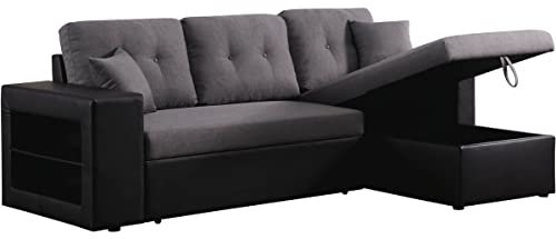 habitat et jardin Ecksofa reversibel mit Schlaffunktion Axel - 3-Sitzer - Schwarz/Grau