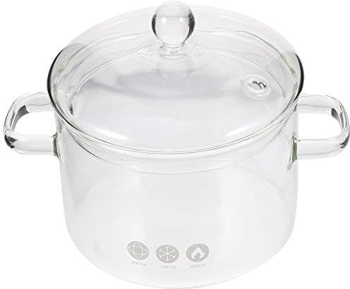 ERINGOGO Casserole en verre pour la cuisson, en verre borosilicate, avec couvercle et double poignée, transparente, 1500 ml
