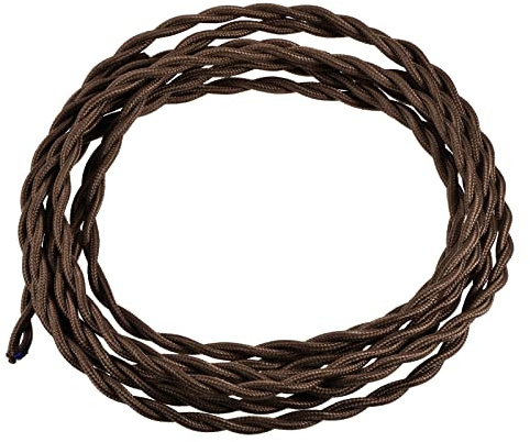 YOKIVE Retorcido Tela Cubierto Alambre, Alambre con Vintage Estilo Eléctrico Alambre Reemplazo, Excelente para Hogar, Fiesta, Restaurante (Oscuro Marrón, 9.8 Pies)