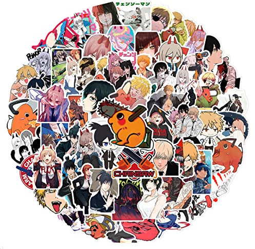 100 Pcs Anime Chainsaw Man Stickers for Laptop,Bumper,Skateboard,Water Bottles,Computer,Phone,Anime Sticker Pack for Kids/Teen