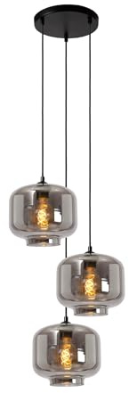 LUCIDE MEDINE - Pendelleuchten - Ø 46 cm - 3xE27 - Rauchfarbe Grau