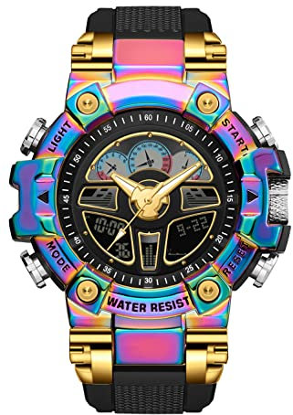 findtime Militär Uhr Herren Digital Armbanduhr Cool Tactical Watch 5 ATM Wasserdicht Sportuhr Outdoor Chronograph Analog Stoppuhr Wecker Kalender Datum Uhren Männer LED Licht
