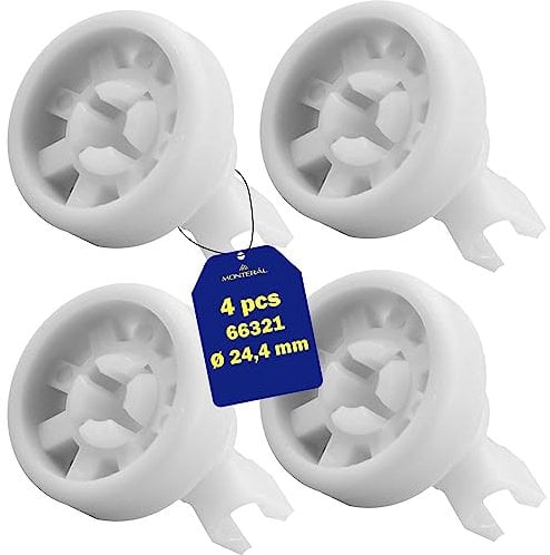 4 Pieces of Dishwasher Wheels for Basket with the Original Code 00611666 00165313 for Bosch - Warranty 10 Years - MONTERAL