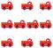 CHGCRAFT 10Pcs Feuerwehr LKW Form Silikon Perlen für DIY Halsketten Armband Schlüsselanhänger Herstellung handgefertigtes Handwerk, rot